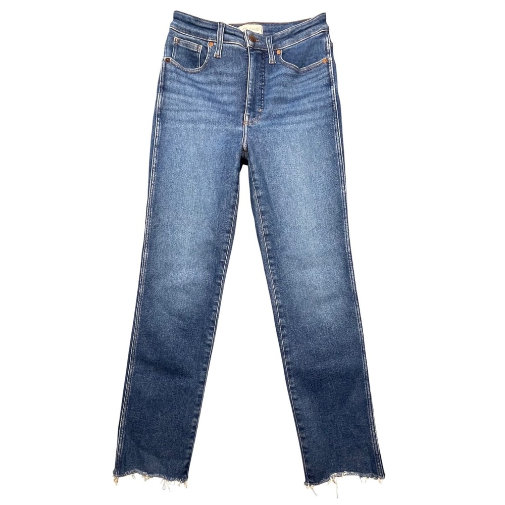 Madewell Blue Curvy Stovepipe Jeans High Rise Raw Hem Women 27